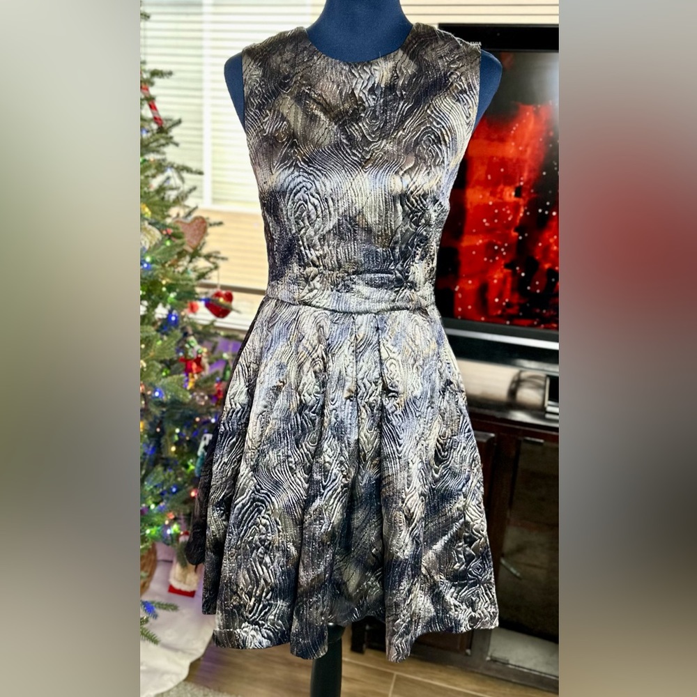 NEW! Cynthia Rowley Blue Printed A-Line Cocktail Dress